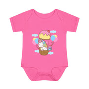 Cute Baby Bodysuit with Ice Cream and Balloons Design