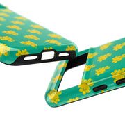 Floral Tough Google Pixel Phone Case - Vibrant Yellow Flowers on Green Background