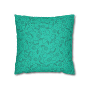 Turquoise Heart Pattern Faux Suede Pillowcase – Cozy Home Decor for Love & Comfort