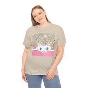 Whimsical Cat Reading Unisex Tee - Perfect for Cat Lovers & Bookworms