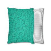 Turquoise Heart Pattern Faux Suede Pillowcase – Cozy Home Decor for Love & Comfort