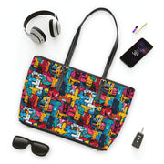 Colorful PU Leather Shoulder Bag – Stylish Tote with Bold Design for Everyday Use