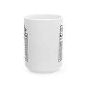 Whimsical Nutrition Facts Ceramic Mug - Fun Coffee Cup for Foodies and Diet Enthusiasts