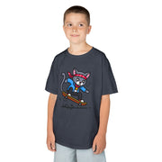Skateboarding Cat Kids Tee - Fun Heavy Cotton T-Shirt for Young Adventurers