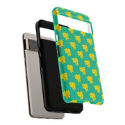 Floral Tough Google Pixel Phone Case - Vibrant Yellow Flowers on Green Background