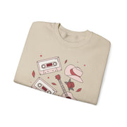 Retro Music Vibes Crewneck Sweatshirt - Cassette Tapes & Guitar Design