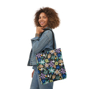 Blooming Floral Canvas Tote Bag with 5-Color Straps