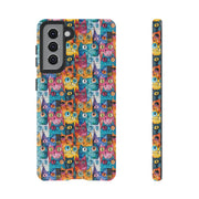 Colorful Cat Pattern Samsung Phone Case - Tough Cases for Cat Lovers