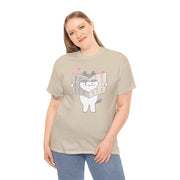 Cute Cat with Newspaper Unisex Heavy Cotton Tee - Fun and Cozy for Cat Lovers