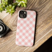 Pink Gingham Tough iPhone Case - Stylish & Durable Protection
