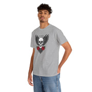 Devil's Wing Skull Unisex Heavy Cotton Tee - Edgy Graphic T-Shirt for Alternative Fashion