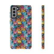 Colorful Cat Pattern Samsung Phone Case - Tough Cases for Cat Lovers