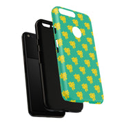 Floral Tough Google Pixel Phone Case - Vibrant Yellow Flowers on Green Background