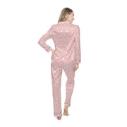 Women's Cozy Pink Bear Satin Pajamas Set - Perfect for Relaxation and Sleep!