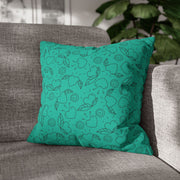 Heart & Leaf Pattern Square Pillowcase – Cozy Home Decor for Lovebirds