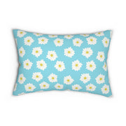 Floral Lumbar Pillow - Bright Blue Daisy Design for Home Decor