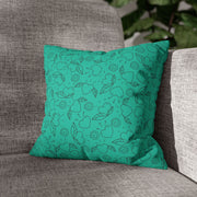Turquoise Heart Pattern Faux Suede Pillowcase – Cozy Home Decor for Love & Comfort