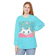 Cute Cat Reading Long Sleeve T-Shirt - Perfect for Cat Lovers