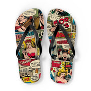 Retro Comic Flip Flops - Fun Summer Footwear for Beach Days & Casual Outings