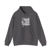 Peace Love Weed Unisex Hoodie - Cozy Cannabis Sweatshirt for Relaxed Vibes