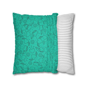 Turquoise Heart Pattern Faux Suede Pillowcase – Cozy Home Decor for Love & Comfort