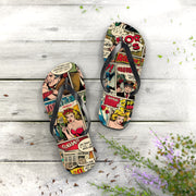 Retro Comic Flip Flops - Fun Summer Footwear for Beach Days & Casual Outings