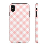 Pink Gingham Tough iPhone Case - Stylish & Durable Protection