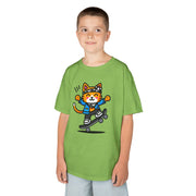 Skateboarding Cat Kids Heavy Cotton™ Tee - Fun & Playful T-Shirt for Young Skaters