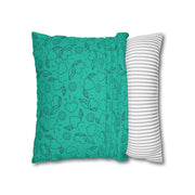 Heart & Leaf Pattern Square Pillowcase – Cozy Home Decor for Lovebirds