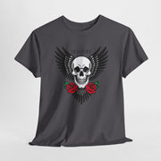 Devil's Wing Skull Unisex Heavy Cotton Tee - Edgy Graphic T-Shirt for Alternative Fashion