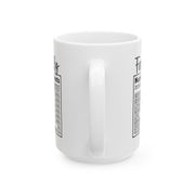 Whimsical Nutrition Facts Ceramic Mug - Fun Coffee Cup for Foodies and Diet Enthusiasts