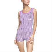 Vintage Inspired Women's Swimwear - Retro Purple Patterned Swimsuit