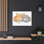 Adorable Cat and Dog Canvas Art - Cute Pet Lovers Wall Decor