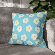 Daisy Print Square Pillowcase - Bright Floral Home Decor