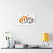 Adorable Cat and Dog Canvas Art - Cute Pet Lovers Wall Decor