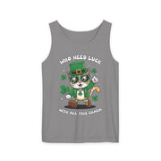 Lucky Cat St. Patrick's Day Tank Top | Unisex Garment-Dyed Summer Apparel