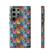 Colorful Cat Pattern Samsung Phone Case - Tough Cases for Cat Lovers