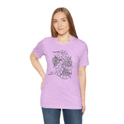 Unisex Short Sleeve Tee with Snake and Floral Design - Trendy Casual Wear