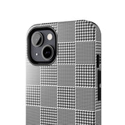 Chic Houndstooth Tough Phone Case - Stylish and Durable Protection