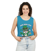 St. Patrick's Day Cat Tank Top – 'Who Needs Luck' Unisex Garment-Dyed Tee