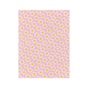 Floral Velveteen Microfiber Blanket - Soft Pink Daisy Pattern for Cozy Comfort
