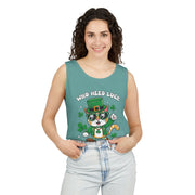 Who Needs Luck? Cat St. Patrick's Day Tank Top - Unisex Garment-Dyed T-Shirt