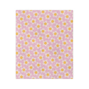Floral Velveteen Microfiber Blanket - Soft Pink Daisy Pattern for Cozy Comfort