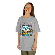 Kids Panda Guitar Tee - Cute Heavy Cotton T-Shirt for Music Lovers
