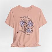 Serpent and Flower Graphic Unisex Tee - Nature-Inspired Design