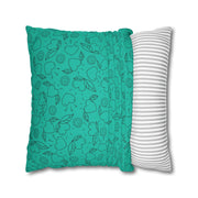 Heart & Leaf Pattern Square Pillowcase – Cozy Home Decor for Lovebirds