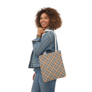 Stylish Plaid Canvas Tote Bag with 5-Color Straps