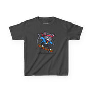 Skateboarding Cat Kids Tee - Fun Heavy Cotton T-Shirt for Young Adventurers
