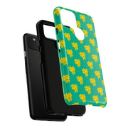 Floral Tough Google Pixel Phone Case - Vibrant Yellow Flowers on Green Background