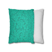 Turquoise Heart Pattern Faux Suede Pillowcase – Cozy Home Decor for Love & Comfort